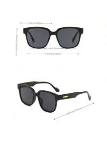 1pc New Popular Multi-Color Sunset Gradient Fashion Street Style Square Frame Glasses Rimless Black Fashion Glasses - Black - View 5