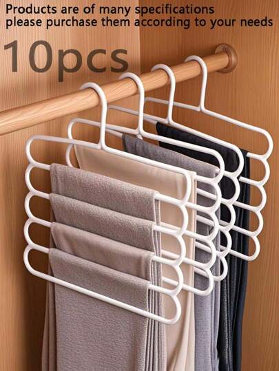 10pcs/8pcs/5pcs/4pcs/2pcs/1pc Wardrobe Storage Hangers, 5-Tier Plastic Scarf Rack, Pants Hanger, Scarf & Tie Organizer Rack, Wardrobe Organizer