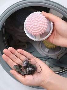 1pc Washing Machine Lint Mesh Filter Bag, Floating Particle Filter & Clothing Cleaning Brush 2-In-1 Ball