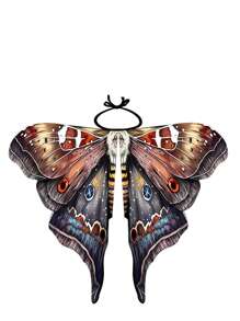 1 件万圣节蝴蝶翅膀服装女童印花飞蛾披肩披肩飞蛾蝴蝶斗篷 - 彩色 - 查看 16