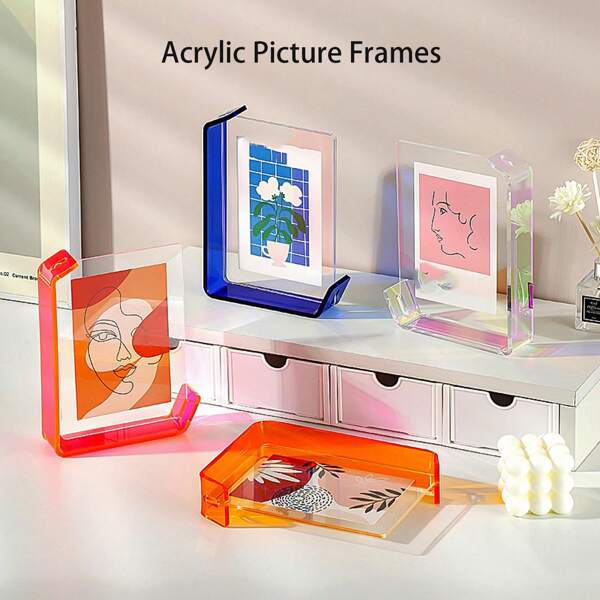 Porta-retratos de acrílico transparente dupla face em formato de L – Suporte de exposição premium moderno de 6 polegadas para fotos personalizadas, suporte de mesa para fotos, estantes de livros, decoração elegante para casa, decoração de escritório, prateleira de mesa de luxo para casamentos, paredes de galeria e espaços de memória, presentes de formatura, decorações de Halloween e decorações de Natal
