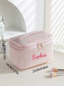 3er Set Kordsamt Make-up Taschen, bestickte Kosmetiktasche, Reise-Kulturtasche, Make-up Organizer, Reise-Kulturtasche, süße Make-up Tasche für Frauen und Mädchen, reisefreundlicher Organizer für Werkzeuge und Zubehör
