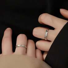 2 Adjustable Sterling Silver Rings Simple Light Luxury Micro-Set Zirconia Couple Rings Valentine's Day Pair Rings Women's Engagement Rings, Commitment Rings, Wedding Eternal Rings, Couple Rings Jewelry Gifts Gifts For Friends