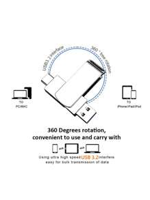 Lenovo 联想 USB 3.2 闪存盘 32G/64G/128G/256G 高速传输金属 Pendrive 存储卡 Pendrive 闪存盘 Memoria 防水棒 - 黑色 - 查看 5