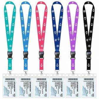 6 pezzi di cordini da crociera con fibbie staccabili e porta tessere identificative per le navi delle linee di crociera Carnival, Royal Caribbean, Celebrity e Princess, accessori essenziali e indispensabili per crociere, forniture scolastiche, rientro a scuola
