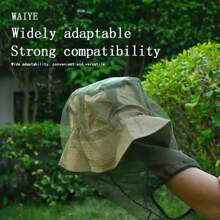 1pc Green Outdoor Mosquito Net Cap - Self-Retractable Mesh, Breathable And Machine Washable, Perfect For Camping And Fishing