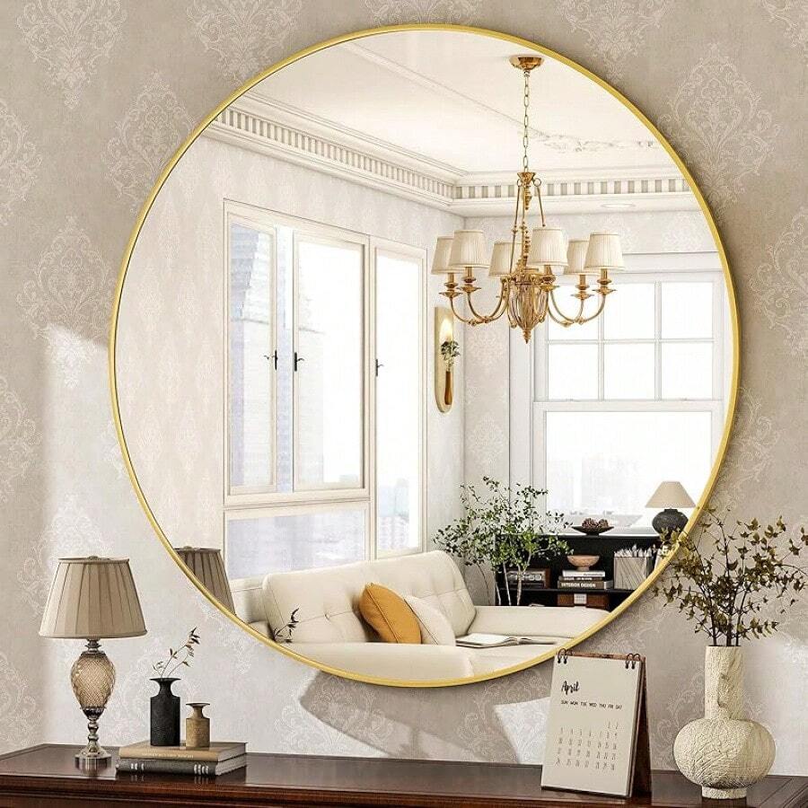 24" Wall Mirror Bathroom Mirror Wall Mounted Round Mirror