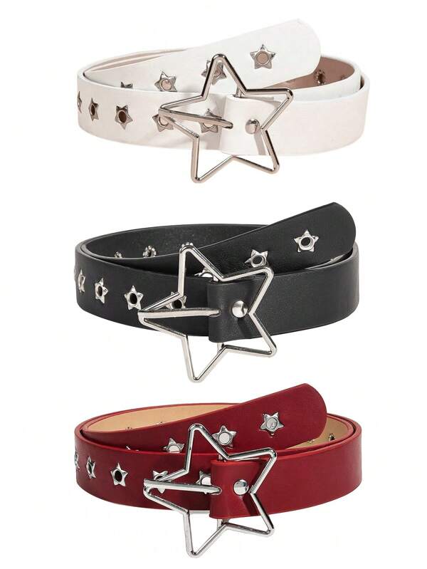 1 Peça Cinto com Fivela de Estrela de Cinco Pontas Unissex, Cinto Punk com Rebite, Acessório de Moda Punk Unissex, Adequado para Uso Diário. O Presente Perfeito para Namorado ou Namorada no Dia dos Namorados, Verão, Escola, Outono, Halloween