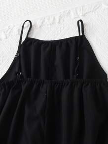 1pc Teenager Wide-Leg Jumpsuit, Loose Fit, Sleeveless, With Hidden Pockets, Versatile