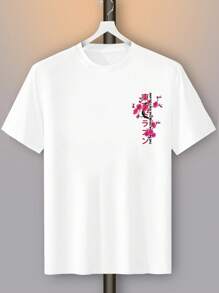 Anime Men Japanese Writing Dragon Graphic Y2k T-Shirt
