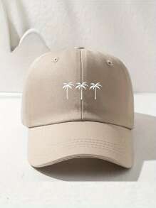 1pc Unisex Adjustable Casual Baseball Cap With 3-Coconut Tree Printing, Outdoor Wear