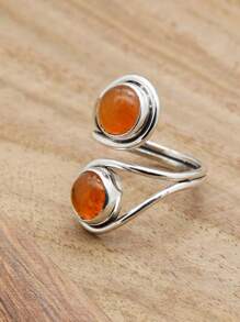 Carnelian 925 Sterling Silver Gemstone Adjustable Ring - 瑪瑙 - 查看 4