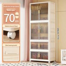 Foldable Wardrobe Closet, Multi-Tier Plastic Storage Cabinet, No Assembly Required - Transparent - View 13