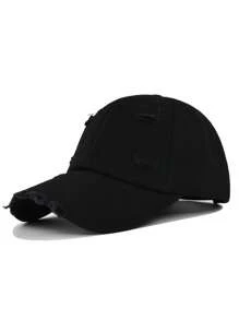 1pc Unisex Fashionable Distressed Frayed Brim Soft Top Baseball Cap, Suitable For Daily Wear - White - View 11
