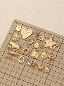 1PC Lucky Biscuit With Opening And Closing, Flower Love, Eight Pointed Star, Sun DIY Handmade Pendant, Women's Gift, Gold Plated