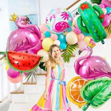 8 件/套热带气球套装，夏威夷派对装饰，包括火烈鸟、西瓜、仙人掌、橙子、棕榈叶铝箔气球，适用于夏威夷派对、夏季夏威夷宴会生日派对、海滩泳池派对装饰、火烈鸟主题装饰