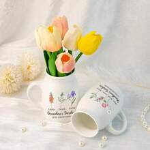 Omas Garten Vase, Blumenvase mit Geburtsblume der Familie, personalisierte Mini-Blumenvase für Mama Oma, Muttertagsgeschenk von den Enkeln