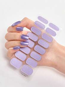 16pcs/Pack Solid Color Nail Stickers, Full Cover Nail Art Decorations