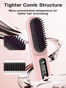 Portable Cordless Hair Straightener Brush,Portable Straightening Brush With Negative Lon,Hot Comb Hair Straightener For Women, Lightweight & Mini To Carry Out