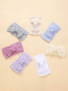 7 件装婴儿幼儿编织尼龙弹力头带，超柔软弹力发带，四季婴儿摄影发饰