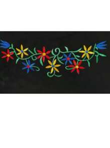 Women's Straight Dress With Embroidered Flower Creeper Design - Black - View 3