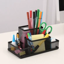 PORTA CANETA PORTA OBJETO ORGANIZADOR PARA MESA DE METAL ARAMADO - Preto - Visão 2