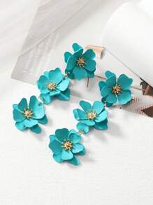 1 对彩色多巴胺主题粉色花朵形吊坠耳环，送给女性的礼物