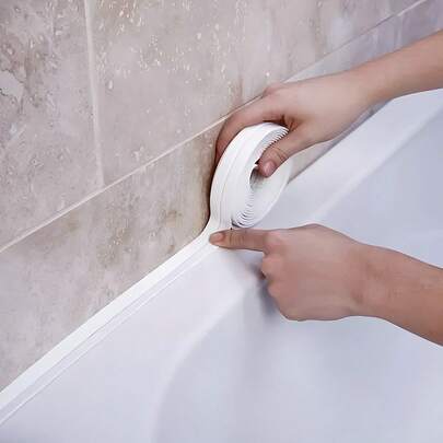 5m Self-Adhesive Waterproof Caulk Tape, Easy To Apply, Sealant Suitable For Bathroom And Kitchen, Ideal For Bathroom Base, Tiles And Floors