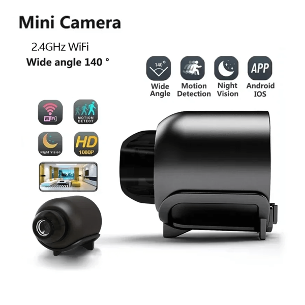 Cámara de vigilancia wifi mini HD, monitor wifi interior de 2,4G con visión nocturna y detección de movimiento, cámara de  doméstica, cámara IP de ángulo amplio