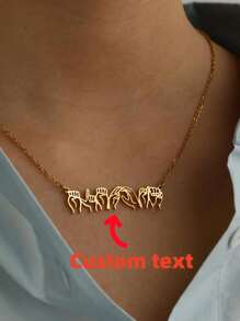 【定制】新款时尚定制手语名字项链，男女皆宜，适合日常、工作、约会、送礼、情人节、节日、派对等场合（礼盒包装），金色，时尚，多彩，复古，简约，Y2K风格，可定制，个性化，独一无二，送给他的理想礼物，送给她的理想礼物