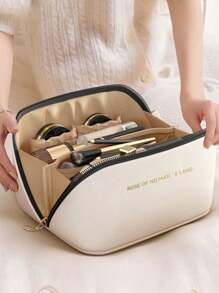 PU Leather Cosmetic Bag, Waterproof Large Capacity Storage Bag, Makeup Tool Storage Bag, Toiletries Storage Bag, Suitable For Storing Cosmetics, Toiletries, Skin Care Products, Personal Daily Necessities, Etc. Holiday Gift