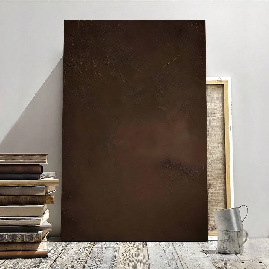 1 Pc Framed Textured Dark Brown Abstract, Minimalist Neutral Wall Art Canvas Poster Painting Wall Decor For Bedroom Living Room - 香檳色 - 查看 1