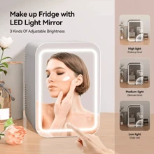 Mini Fridge LED Mirror Portable Cooler Warmer Table Top Bedroom Makeup 4L UK - White - View 4
