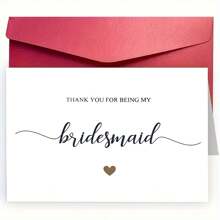 1 pieza, Tarjeta de felicitación sincera para la boda, tarjeta de felicitación para dama de honor con sobre. Palabras simples y sinceras talla grande diseño de corazón, adecuado para el lugar de la boda. La tarjeta perfecta para enviar a las damas de honor al final de la boda. Tarjeta de agradecimiento (12cm/4.7in X 17cm/6.7in)