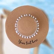 [Customized] 1 Piece Customized Embroidered Wide Brim Sun Hat, Summer Travel Wear Sun Protection - Multicolor - View 9