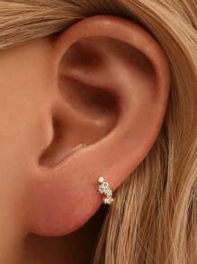 1pc 925 Sterling Silver CZ Cartilage Hoops, Rook Hoop, Conch Hoop, Hoop Earring, Suitable For Women And Men For Daily Wear, Sold As 1 Piece (Not 1 Pair) - Diamond Cartilage Earrings - View 4