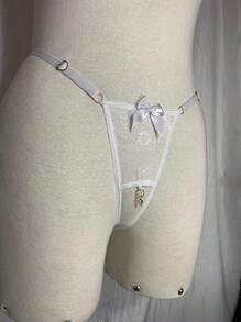 Thong Panties Pendant In Opening Panties In Women's Thongs Sexy Lace Lingerie Sensual Intimate Fashion - 白色 - 查看 4