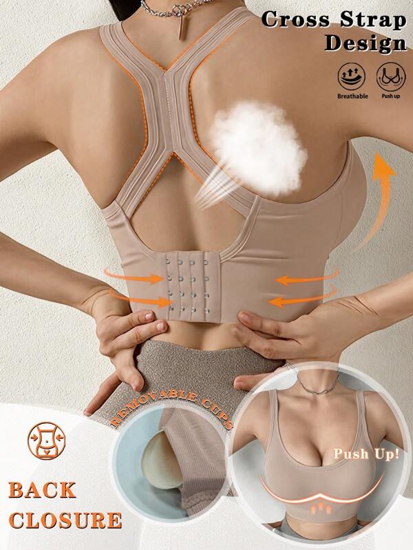 Women's Sexy Push Up Bras Sport's Bra Back Cross Underwear Yoga Top Wireless Bra Gym Hockproof Comefortable Lingerie