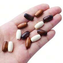 500-100 piezas Cuentas ovaladas de madera natural de 15x7 mm, color marrón coco teñidas, cuentas sueltas espaciadoras para manualidades DIY y elaboración de joyas