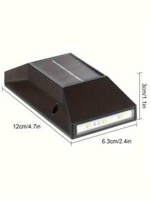 2 pièces Lumières murales solaires trapézoïdales à intensité variable, lumières solaires pour clôture, lumières de terrasse, lumières murales solaires LED, convenant pour l'éclairage intérieur du jardin et du porche, le paysage extérieur, la cour, l'atmosphère extérieure étanche, la décoration murale, les lumières de lavage des murs de terrasse