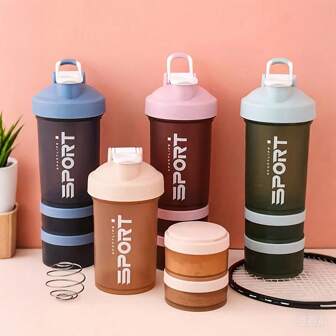 Premium 3-Layer Sports Protein Shaker Bottle | Leak-Proof Mixing Cup With Ergonomic Grip | Ideal For Gym, Travel & Outdoor Fitness | Includes Storage Compartments