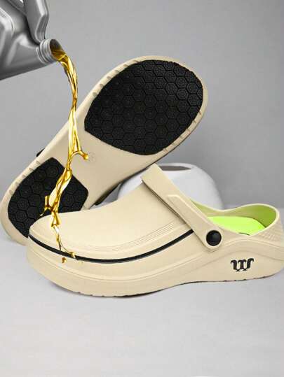 W Non-Slip Chef Shoes For Men, Waterproof & Oil-Resistant Kitchen Shoes, Wear-Resistant Work Shoes With Hidden Half Hanging Design