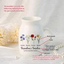 Omas Garten Vase, Blumenvase mit Geburtsblume der Familie, personalisierte Mini-Blumenvase für Mama Oma, Muttertagsgeschenk von den Enkeln