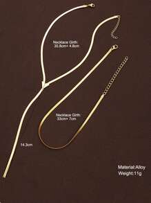 2 Pieces/Set Double Layered Snakebone Chain Chain Necklace Ladies Fashion Everything Choker - Gold - View 4