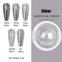 High Quality Mirror Nail Powder, Presenting White, Silver, Gold, Aurora Effects, Yk2, Dopamine For Summer - Multicolor - View 8