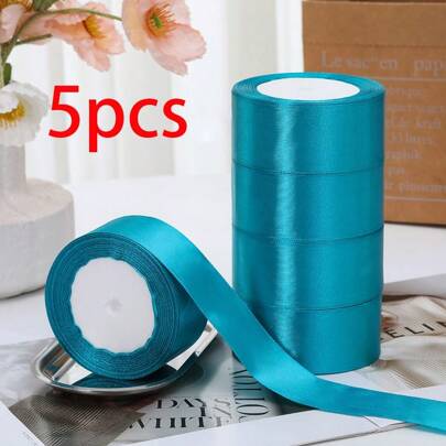 5 piezas de cinta de satén de 4 cm de ancho, accesorios para el cabello para decoración de pasteles, materiales para hacer flores de rosa a mano, para fiestas de cumpleaños, cintas de colores, decoración de bodas, envoltura de regalos, fiestas de boda, decoración de Halloween, decoración de otoño, decoración naranja de Halloween, obsequios para damas de honor en fiestas de Año Nuevo