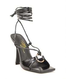 So Me Cars Leopard Print Lace Up  Square Toe Heels Ankle Strap Chic Style Party Spring Summer Dress Shoe - Black - View 2
