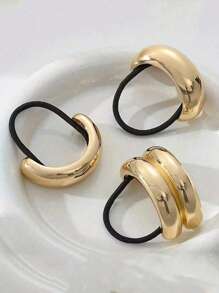 3条装女士金色金属装饰高弹力发圈，多功能优雅马尾发圈，适合日常和派对发型，发饰，女士，秋季，旅行，美发工具，女士配饰，发饰，秋季，女士，旅行，女士，发饰，美发工具，美容配饰，礼物，旅行，女士礼物，发饰，女士，圣诞礼物，成人圣诞礼物，成人圣诞礼物，发饰，女士配饰，圣诞礼物，成人发饰，女士礼物创意，美容圣诞礼物，女士礼物 - 金色 - 查看 1