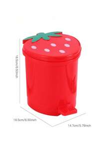 1pc Car Mounted Strawberry Plastic Trash Bin, Desktop Trash Bin, Cartoon Trash Bin, Foot Pedal Trash Bin - Pink - View 8