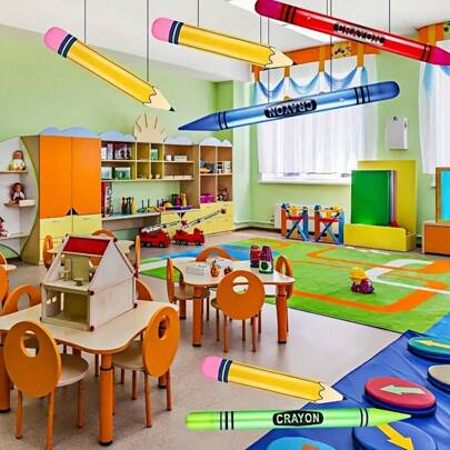 充气巨型铅笔 - 适用于泳池派对、毕业派对、教室装饰、炫酷铅笔形悬挂装饰